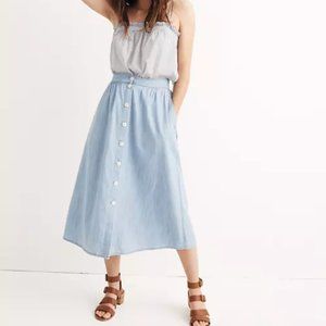 Madewell Palisade Button-Front Midi Skirt
